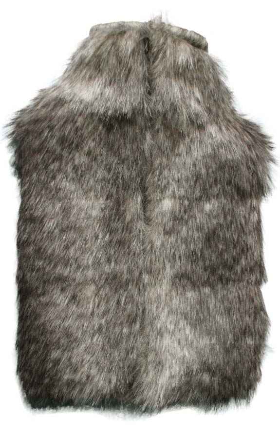 grey wolf faux fur hot water bottle