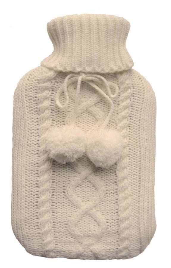 rope knitted pompon's hot water bottle