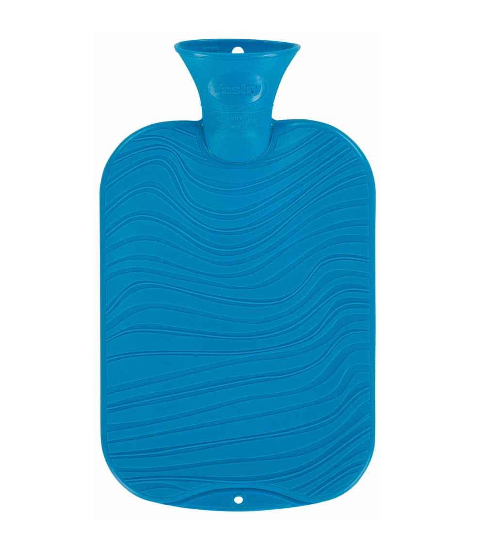 blue wavy hot water bottle