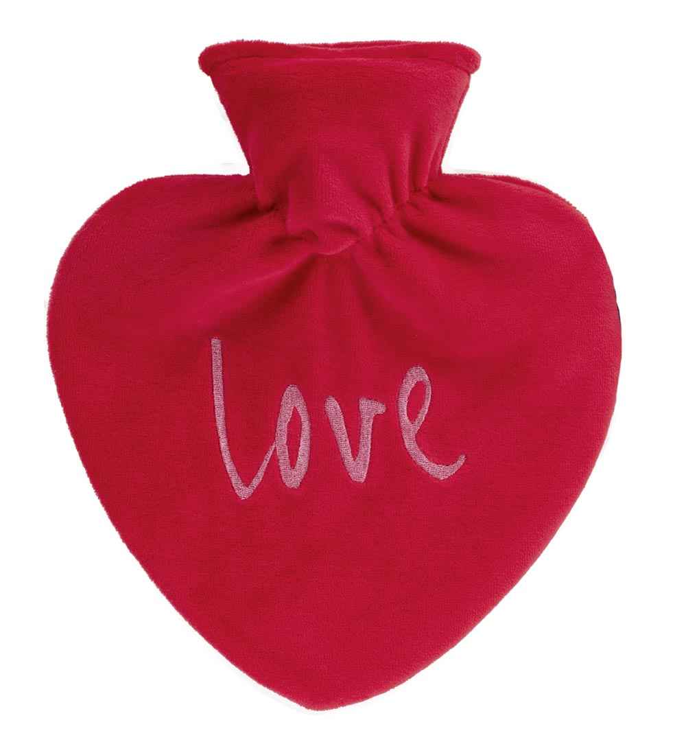 love heart velour hot water bottle