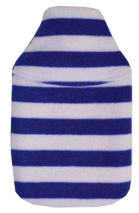 blue striped fleece hot water bottle cover