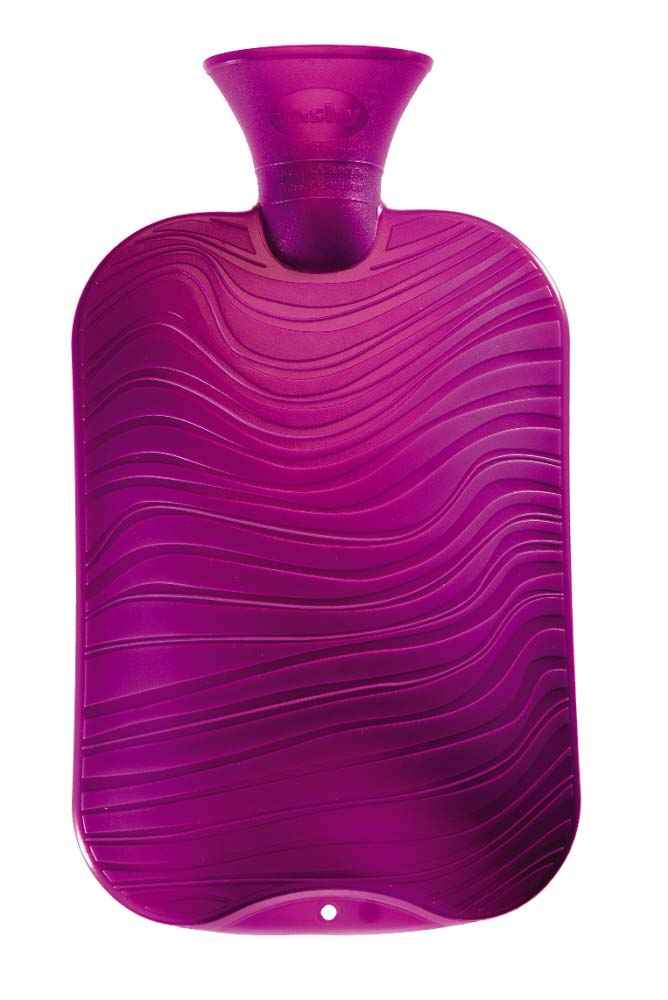 wavy ribbed purple hot water bottle