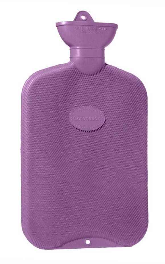 violet rubber single ribbed hot water bottle