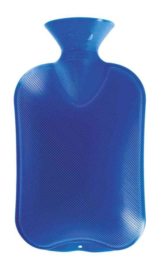 double ribbed blue pvc hot water bottle