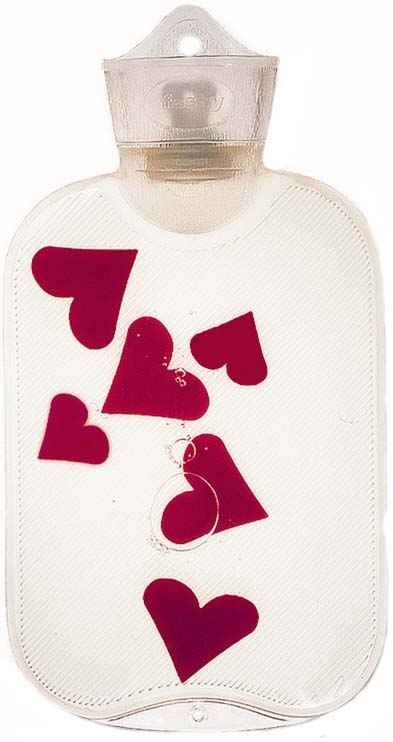 transparent floating hearts hot water bottle