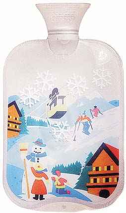 transparent ski snow scene hot water bottle