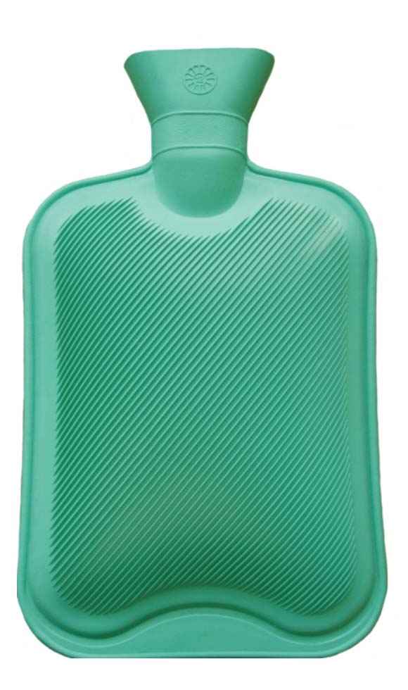 green rubber hot water bottle