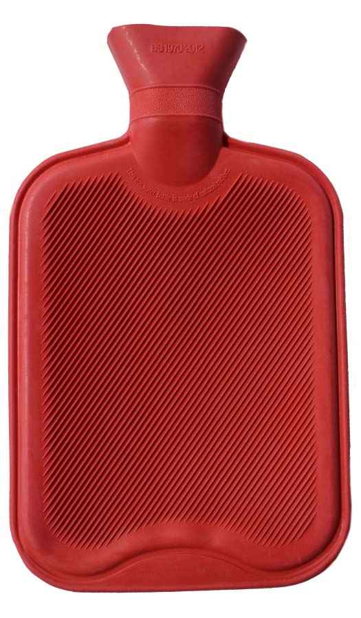 single ribbed red rubber hot water bottle