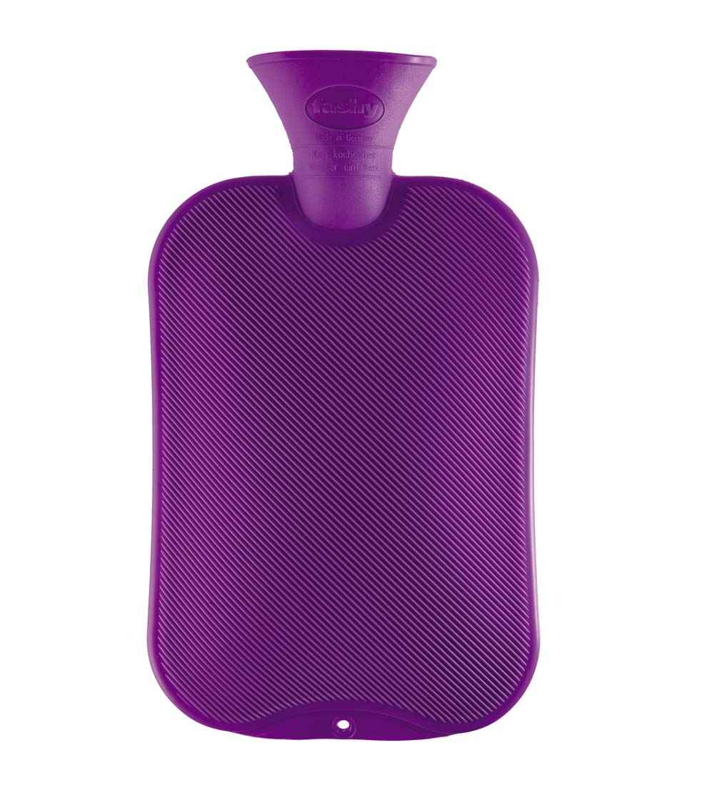 purple single ribbed non rubber hot water bottle