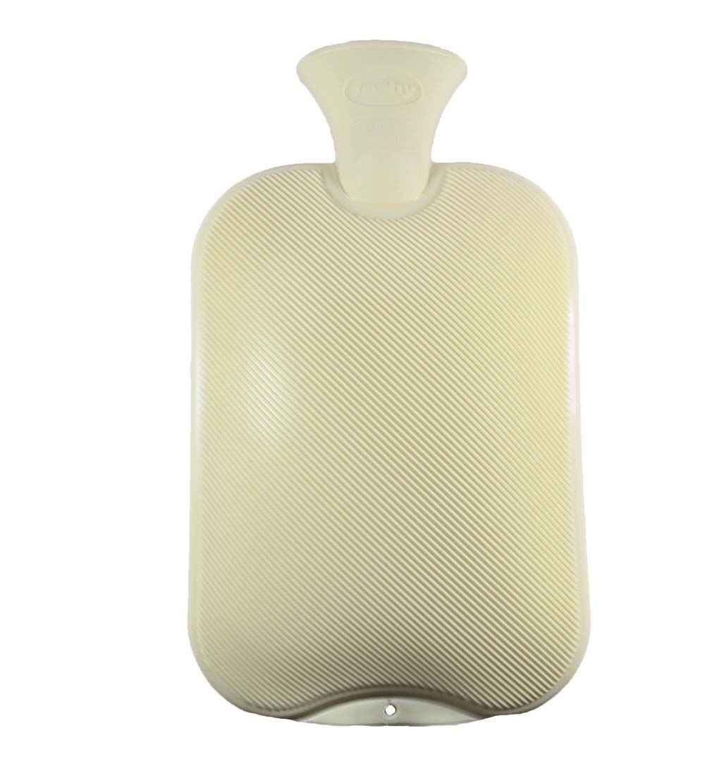 cream single ribbed latex free hot water bottle