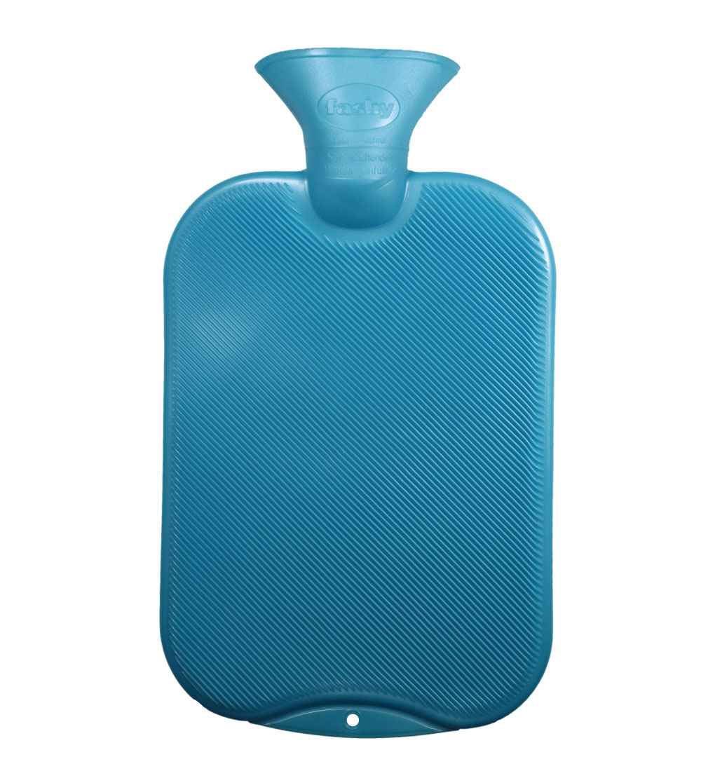 aquamarine single ribbed latex free hot water bottle