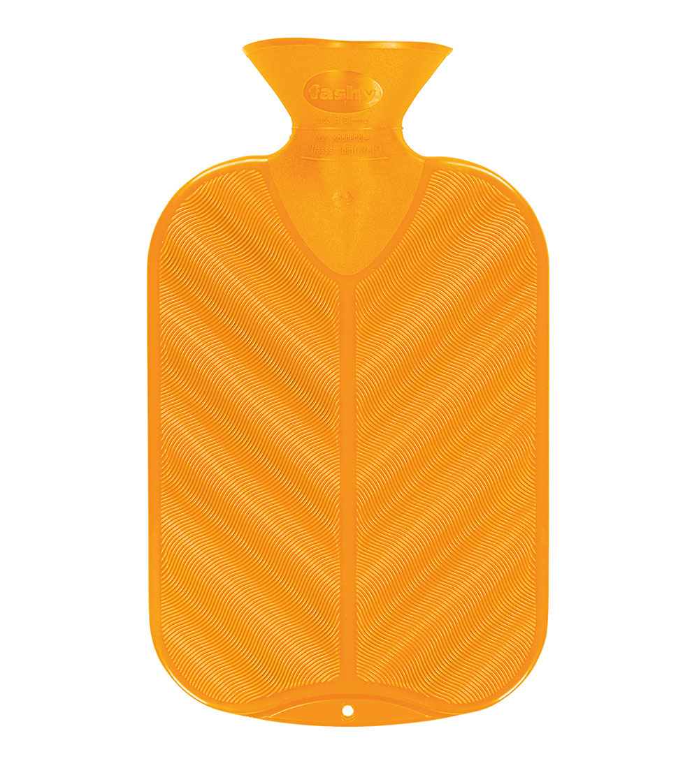 neon orange hot water bottle