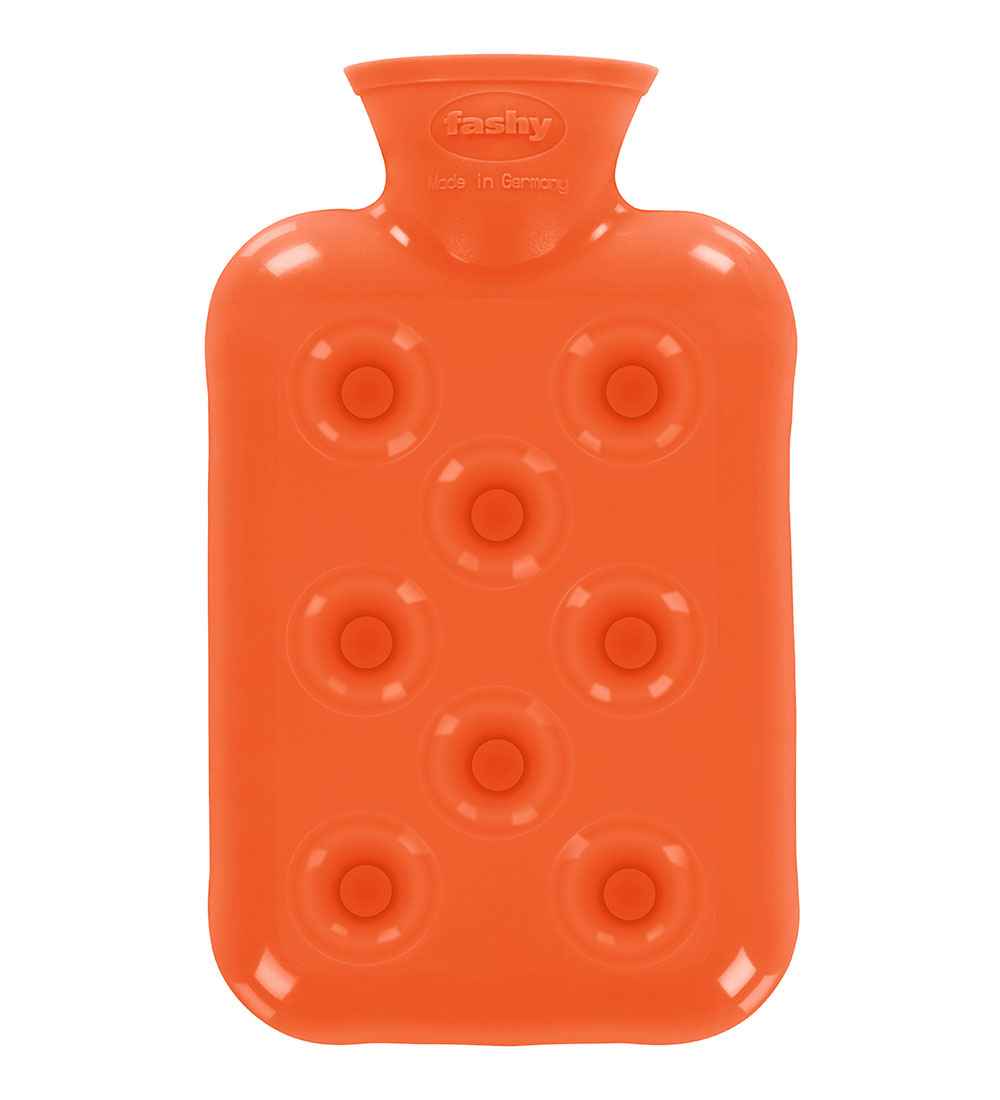 orange cushion small hot water bottle