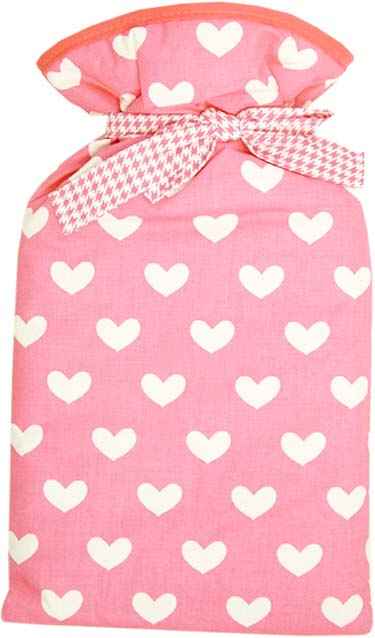 pink love hearts padded hot water bottle cover