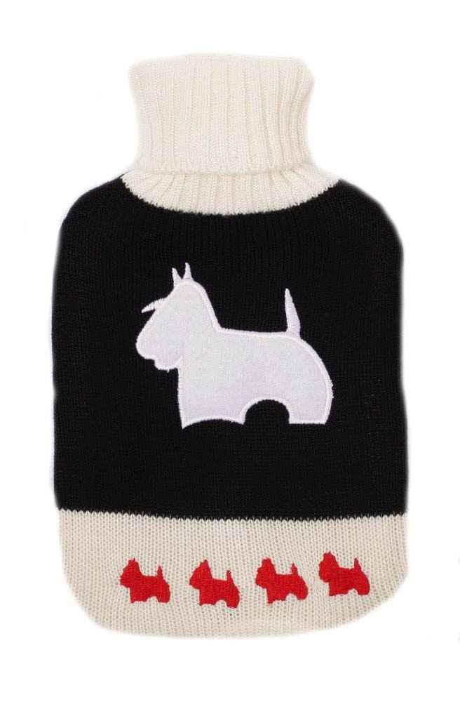 scotty dog black knit stripe hot water bottle cover