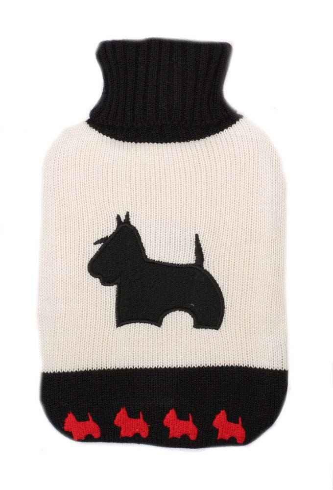 scotty dog black knit stripe hot water bottle cover