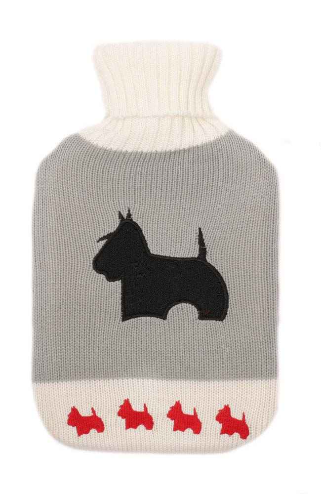 scotty dog grey knit stripe hot water bottle cover