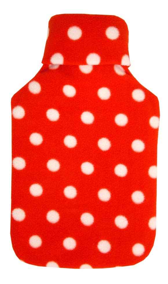 red polka dots fleece hot water bottle cover