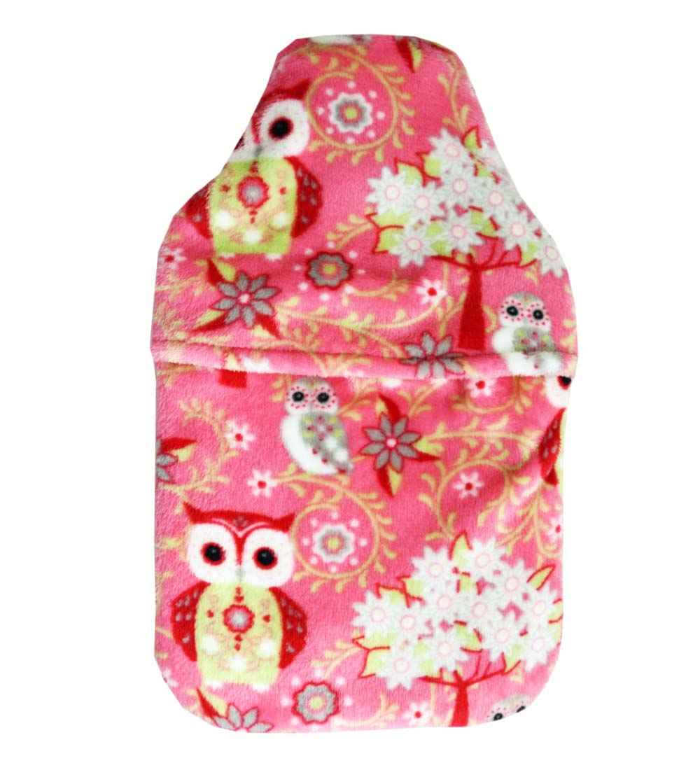 pink owls fleece hot water bottle cover