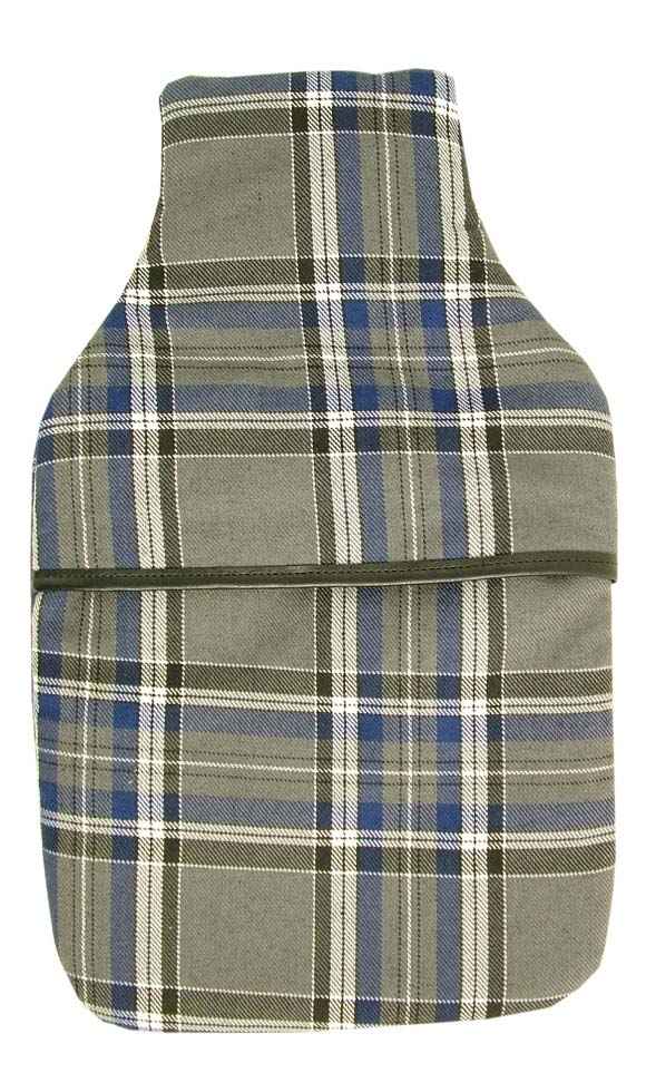 padded tartan tan hot water bottle cover