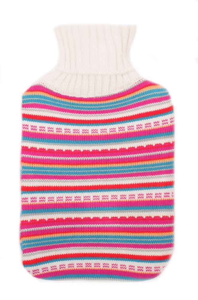 chile knitted stripe hot water bottle cover