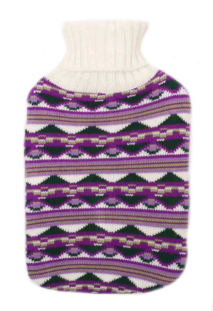 mexico knitted stripe hot water bottle cover