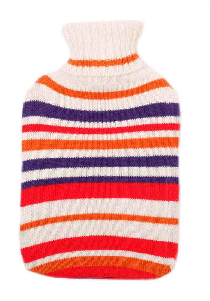 cuba knitted stripe hot water bottle cover