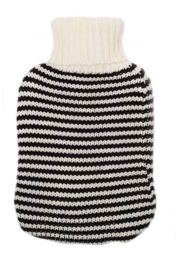 black knitted stripe water bottle cover