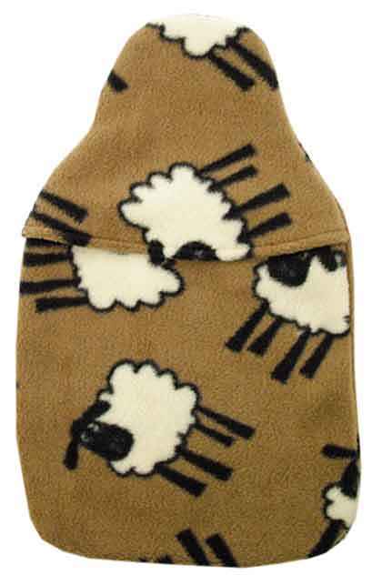 lamb mustard fleece hot water bottle cover