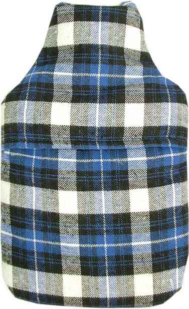 blue tartan padded hot water bottle cover