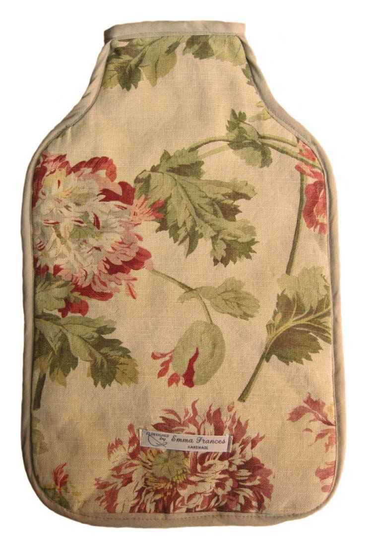 handmade floral padded hot water bottle cover