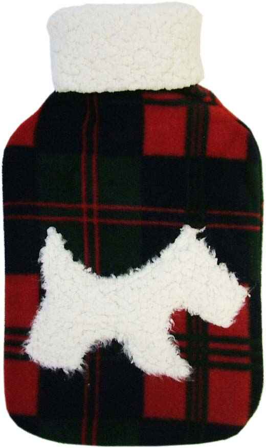 scotty tartan fleece hot water bottle cover