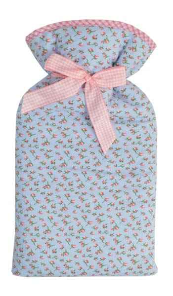 blue rose bows padded hot water bottle cover