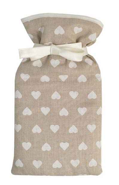 heart bows padded hot water bottle cover