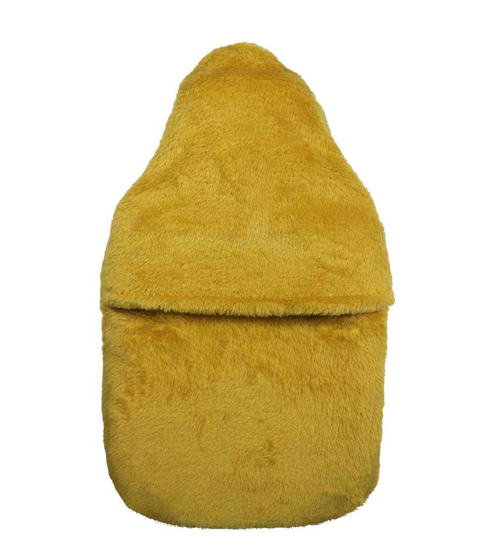 2.0L ochre fluffy fleece hot water bottle cover