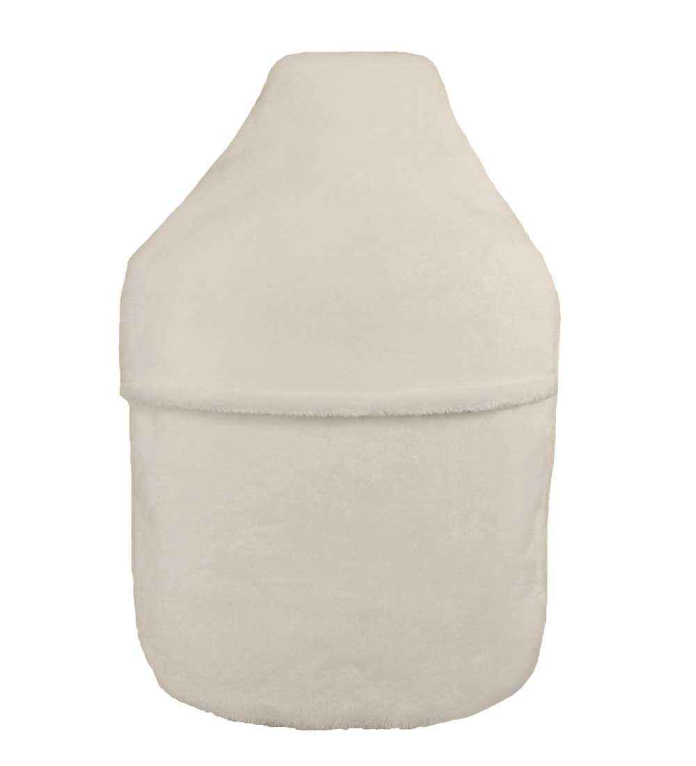 2.0L cream fluffy fleece hot water bottle cover