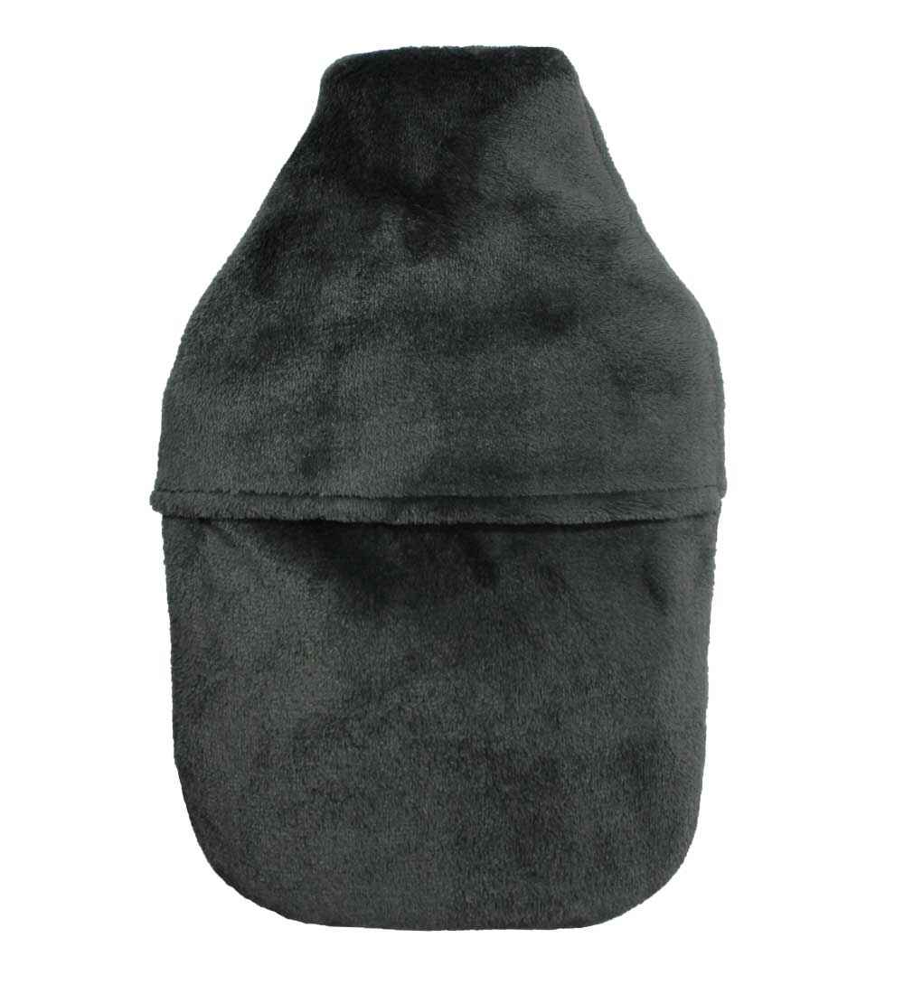 2.0L grey fluffy fleece hot water bottle cover