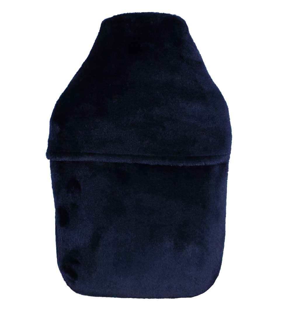 2.0L navy blue fluffy fleece hot water bottle cover