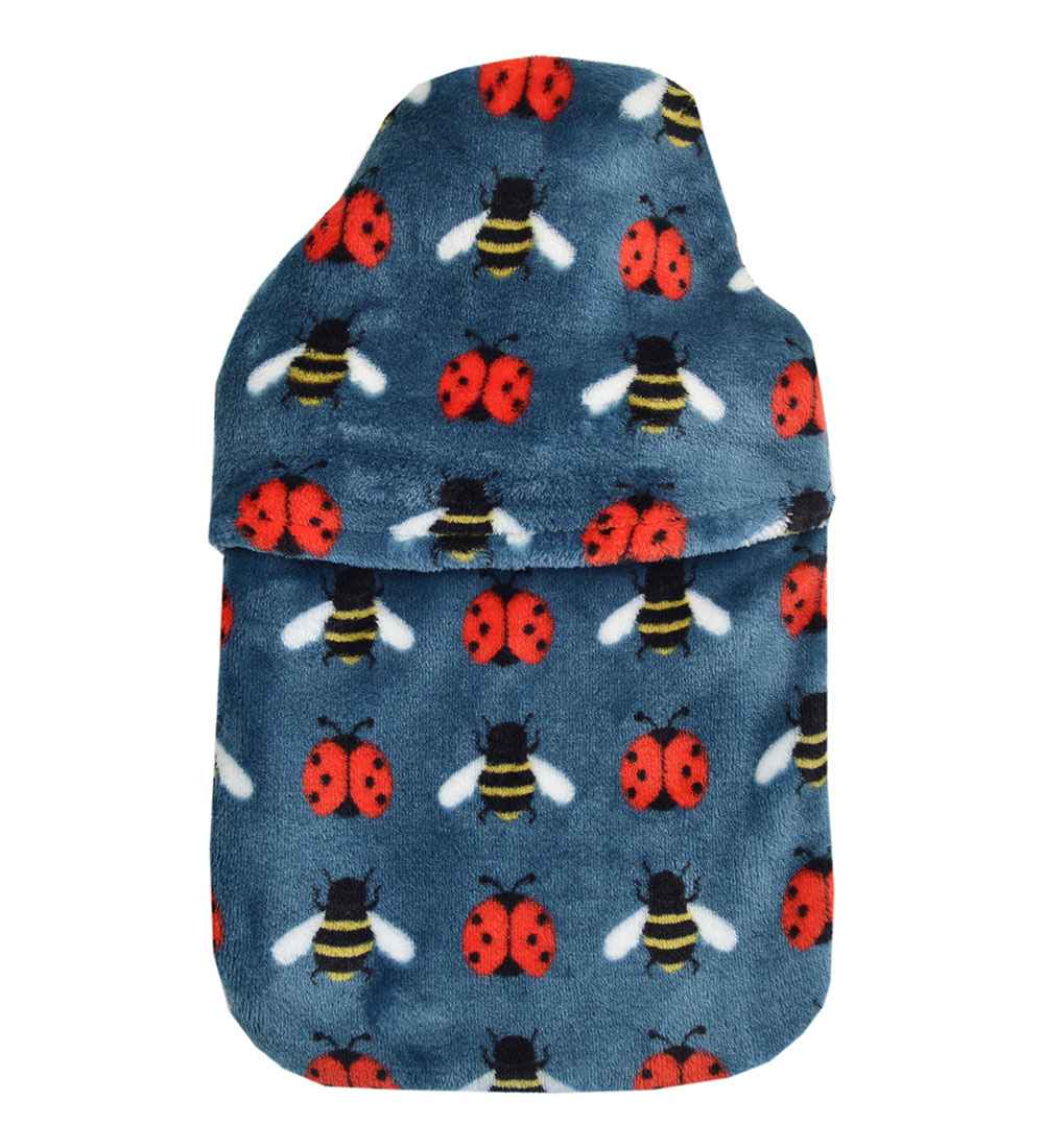 2.0L ladybirds and bees fluffy fleece hot water bottle cover