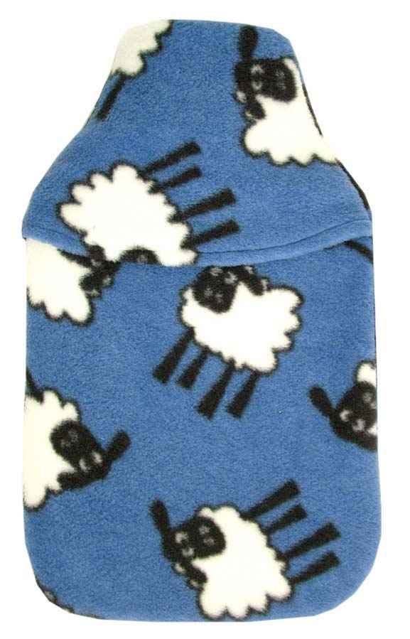 blue sheep fleece hot water bottle cover