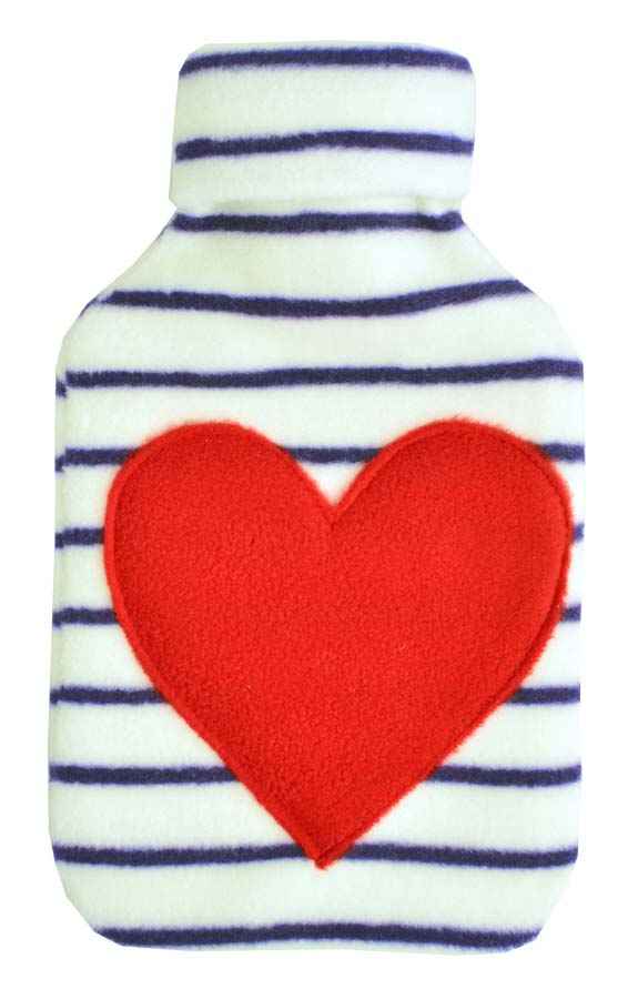 love hearts fleece hot water bottle cover