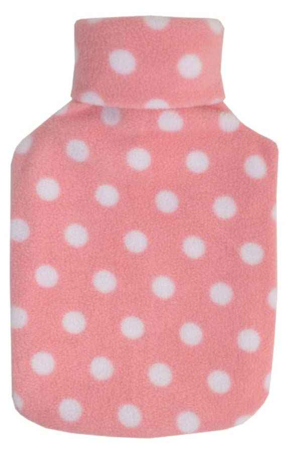 spotty pink fleece hot water bottle cover