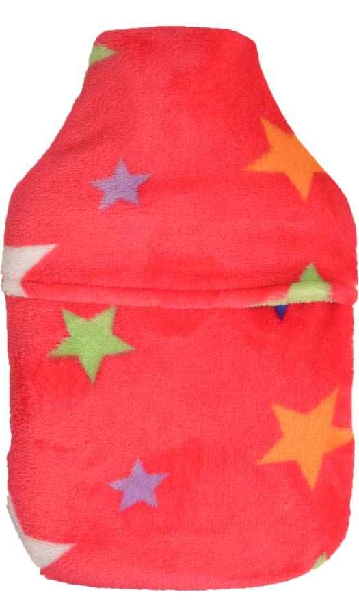 cerise star fleece hot water bottle cover