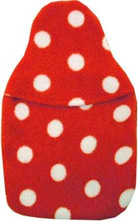 red polka dots fleece hot water bottle cover