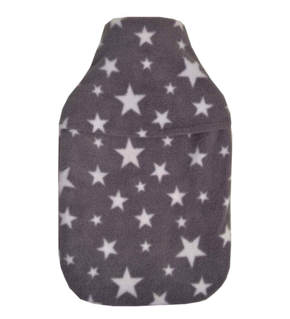 grey stars fleece 2.0 litre hot water bottle cover