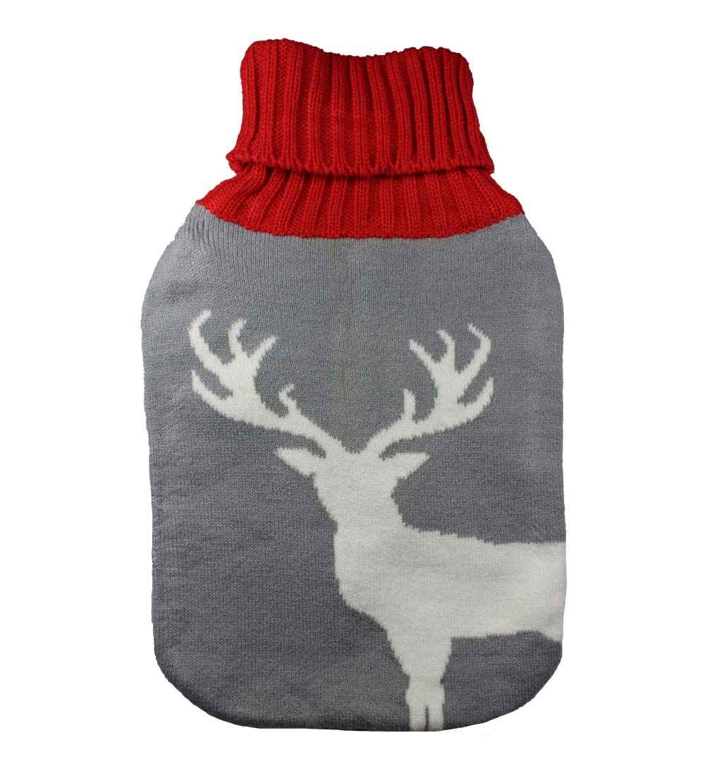 silhouette stag knitted 2.0 litre hot water bottle cover