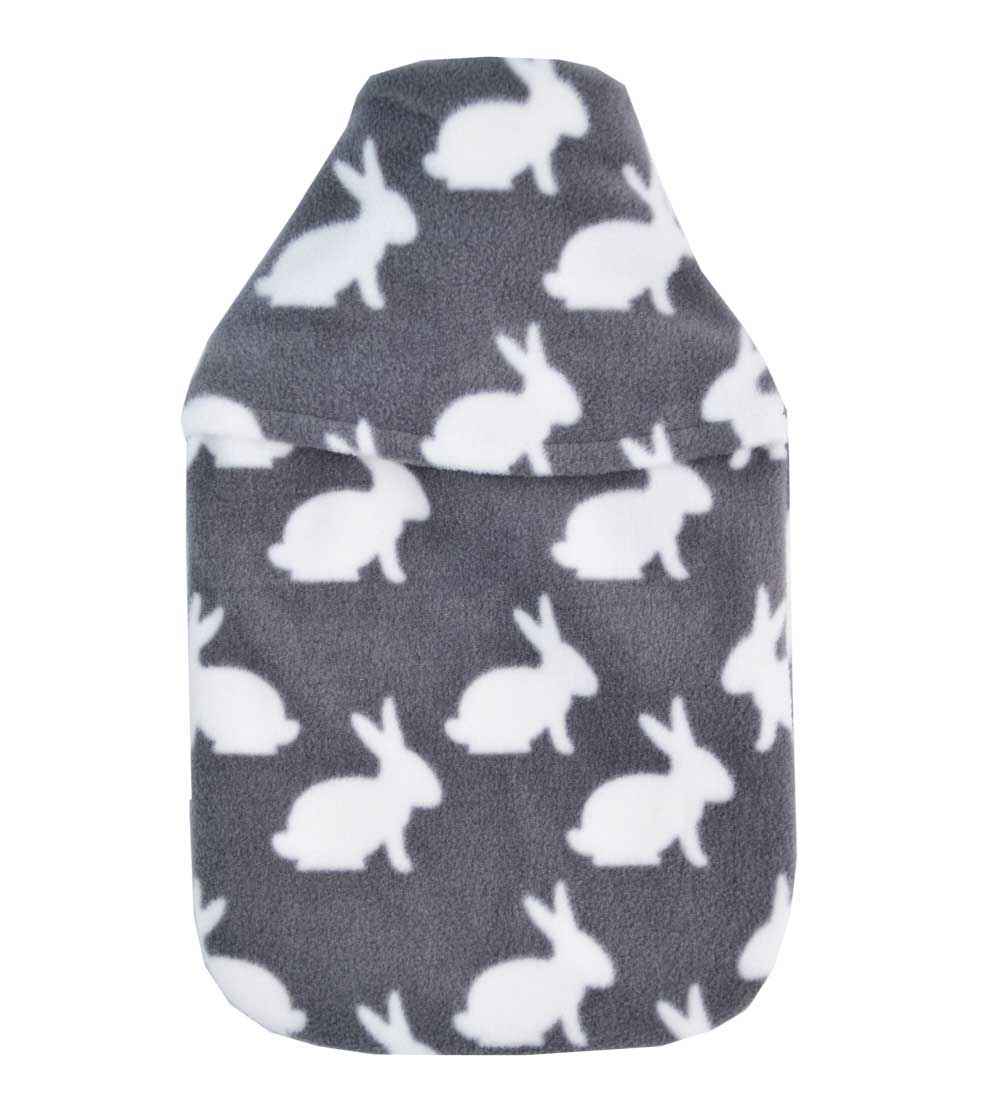 grey rabbits 2 litre fleece hot water bottle cover