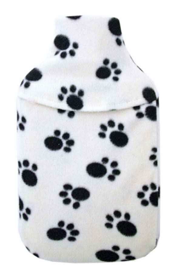 paws print two litre fleece hot water bottle cover