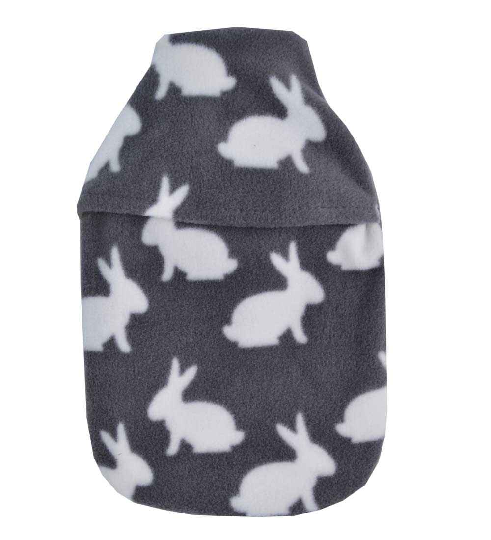 1.0L grey rabbits fleece hot water bottle cover