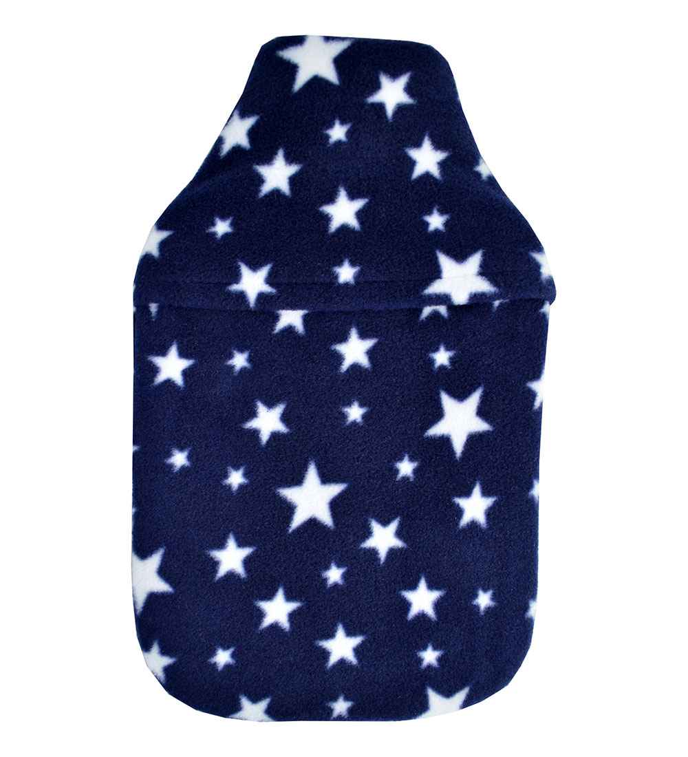 2.0L navy stars fleece hot water bottle cover